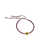 Gemstone Adjustable String Bracelet with Brass Heart Garnet