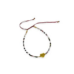 Gemstone Adjustable String Bracelet with Brass Heart Agate