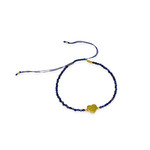 Gemstone Adjustable String Bracelet with Brass Heart Lapis