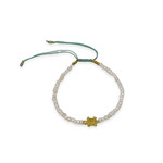 Adjustable String Bracelet with Brass Turtle Tiny Pearl