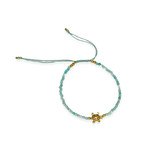 Gemstone Adjustable String Bracelet with Brass Turtle Amazonite