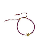 Gemstone Adjustable String Bracelet with Brass Turtle Garnet