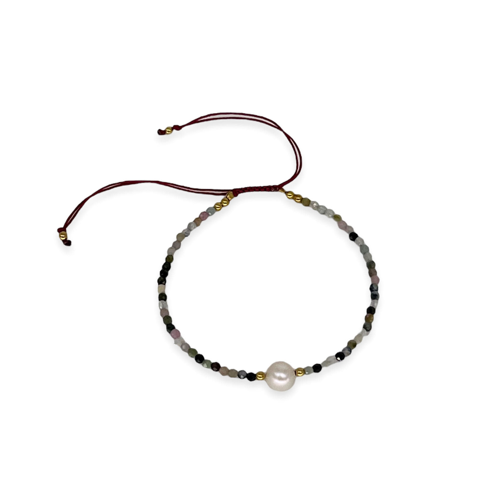 Gemstone Adjustable String Bracelet with Pearl Agate