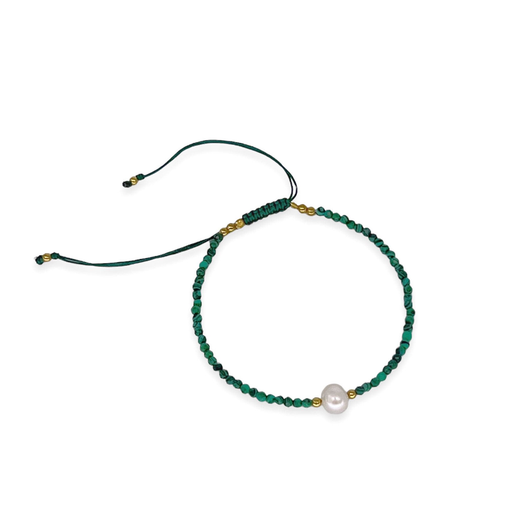 Gemstone Adjustable String Bracelet with Pearl Malachite