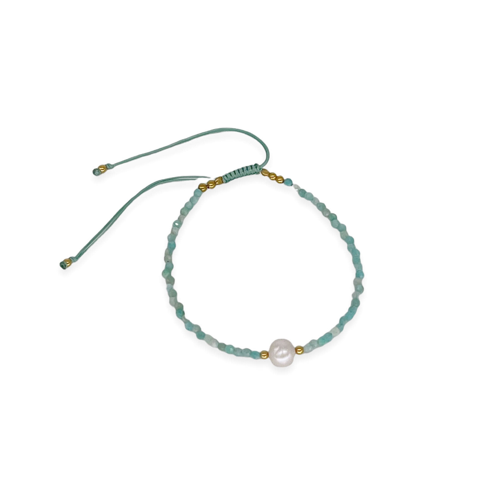 Gemstone Adjustable String Bracelet with Pearl Amazonite