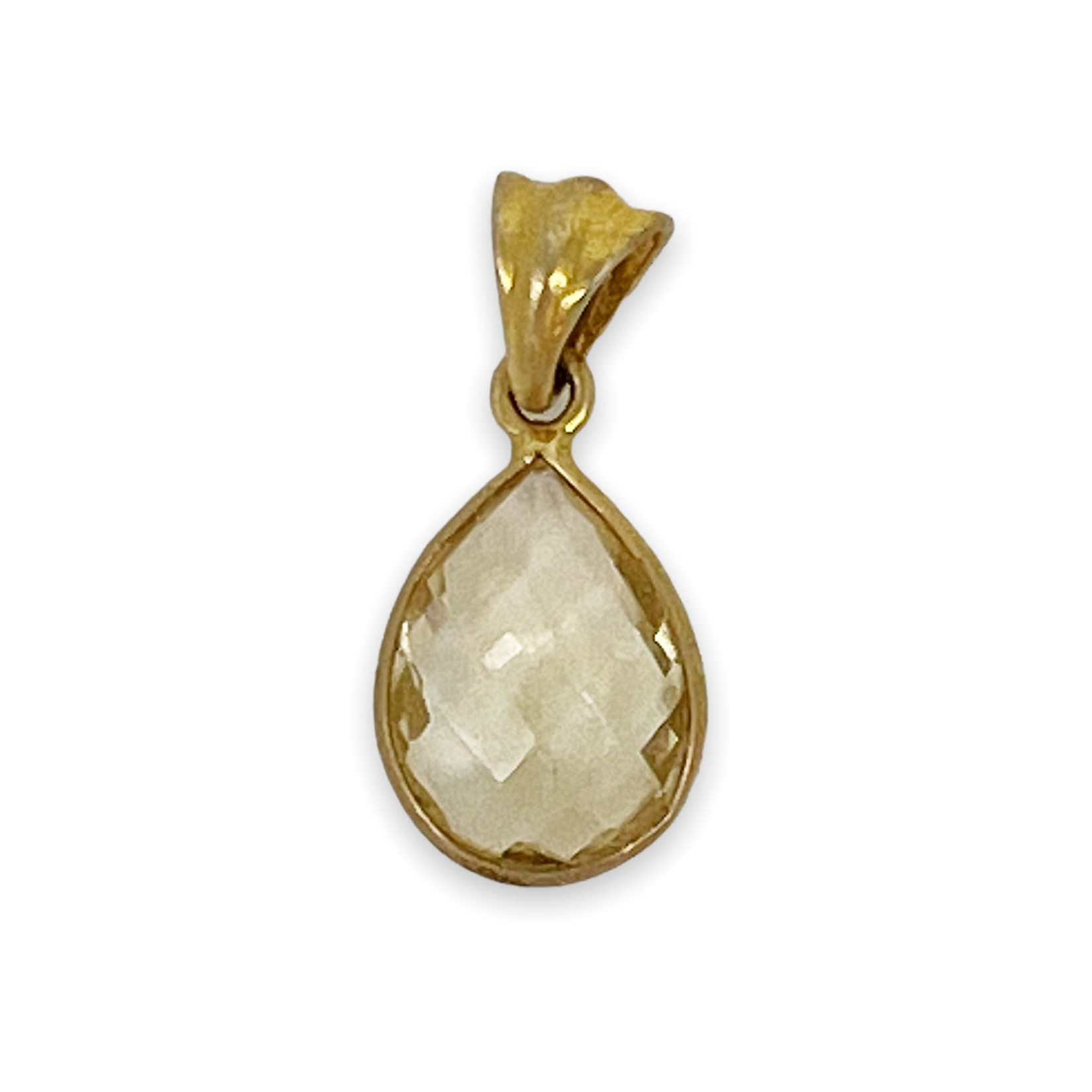 Faceted Citrine Raindrop Pendant in Gold Plated Sterling Silver Setting