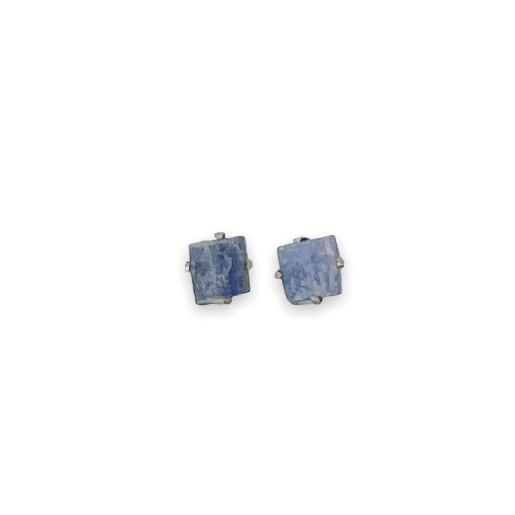 Sterling Silver Rough Cut Gemstone Stud Earrings Kyanite