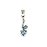 Sterling Silver Blue Topaz Two Stone Triangle Base Pendant