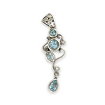 Sterling Silver Blue Topaz Scroll Pendant