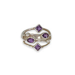 Sterling Silver Geometric Amethyst Ring Size 7