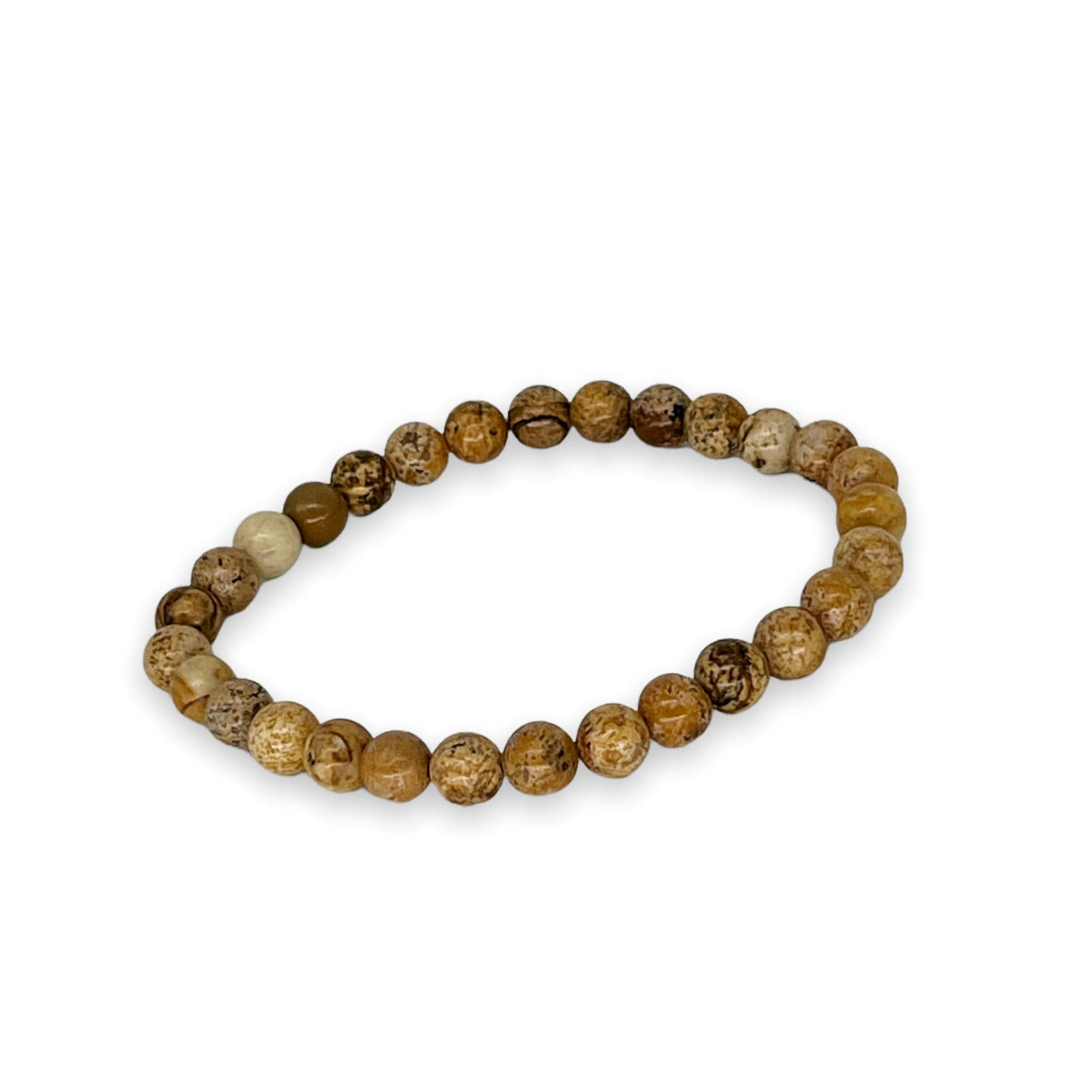 Picture Jasper Gemstone Stretch Bracelet 6mm