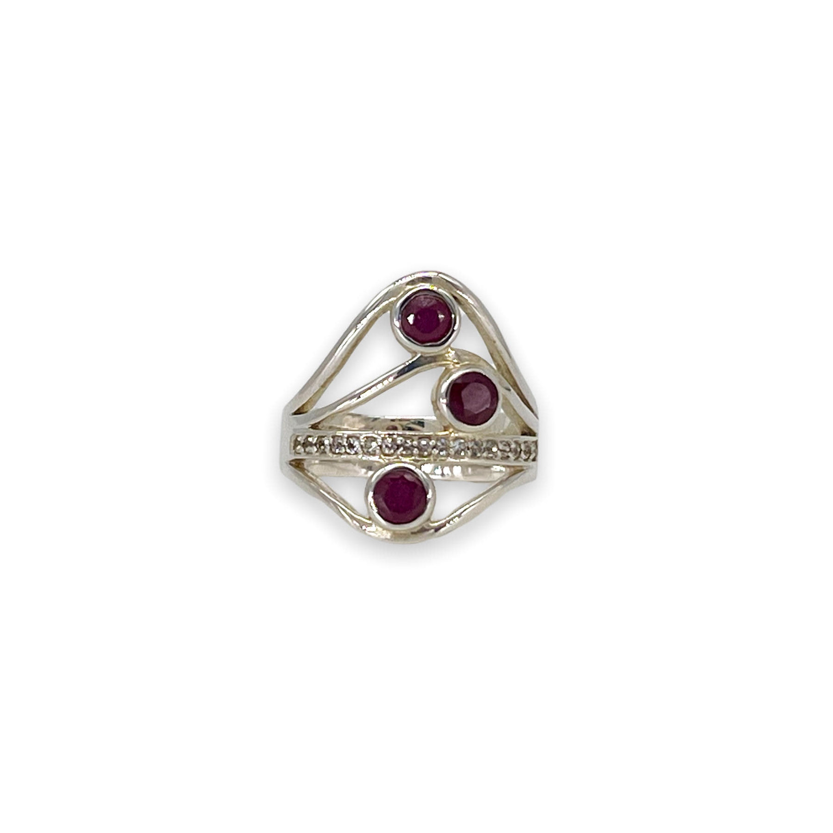 Sterling Silver Garnet and CZ Ring
