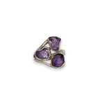 Sterling Silver Amethyst Triple Chunk Ring