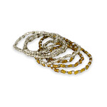 Set of 7 Stretch Stacker Bracelets - Gold/Silver