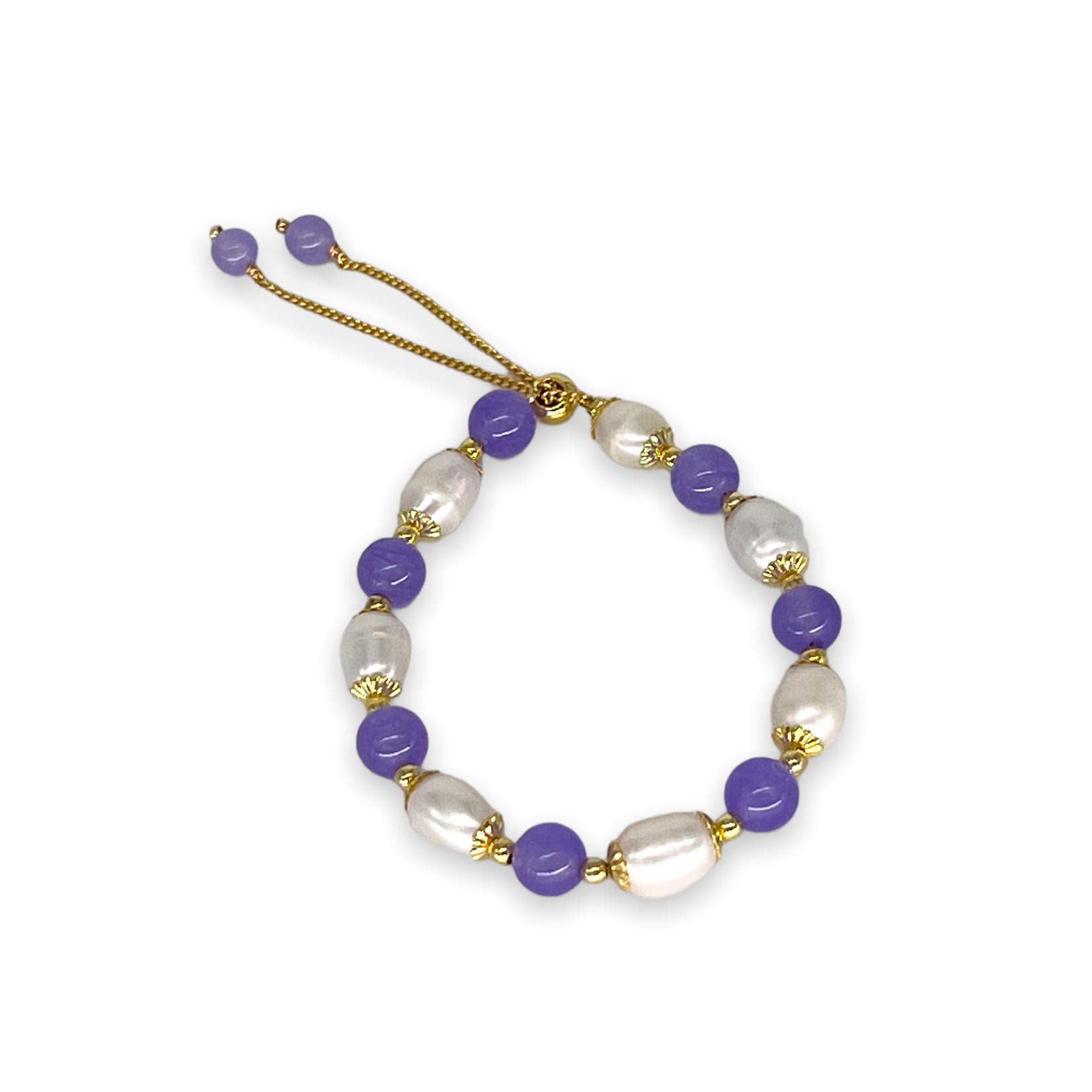 Copper, Lavender Jade & Pearl Adjustable Bracelet LJ1 7 Pearl