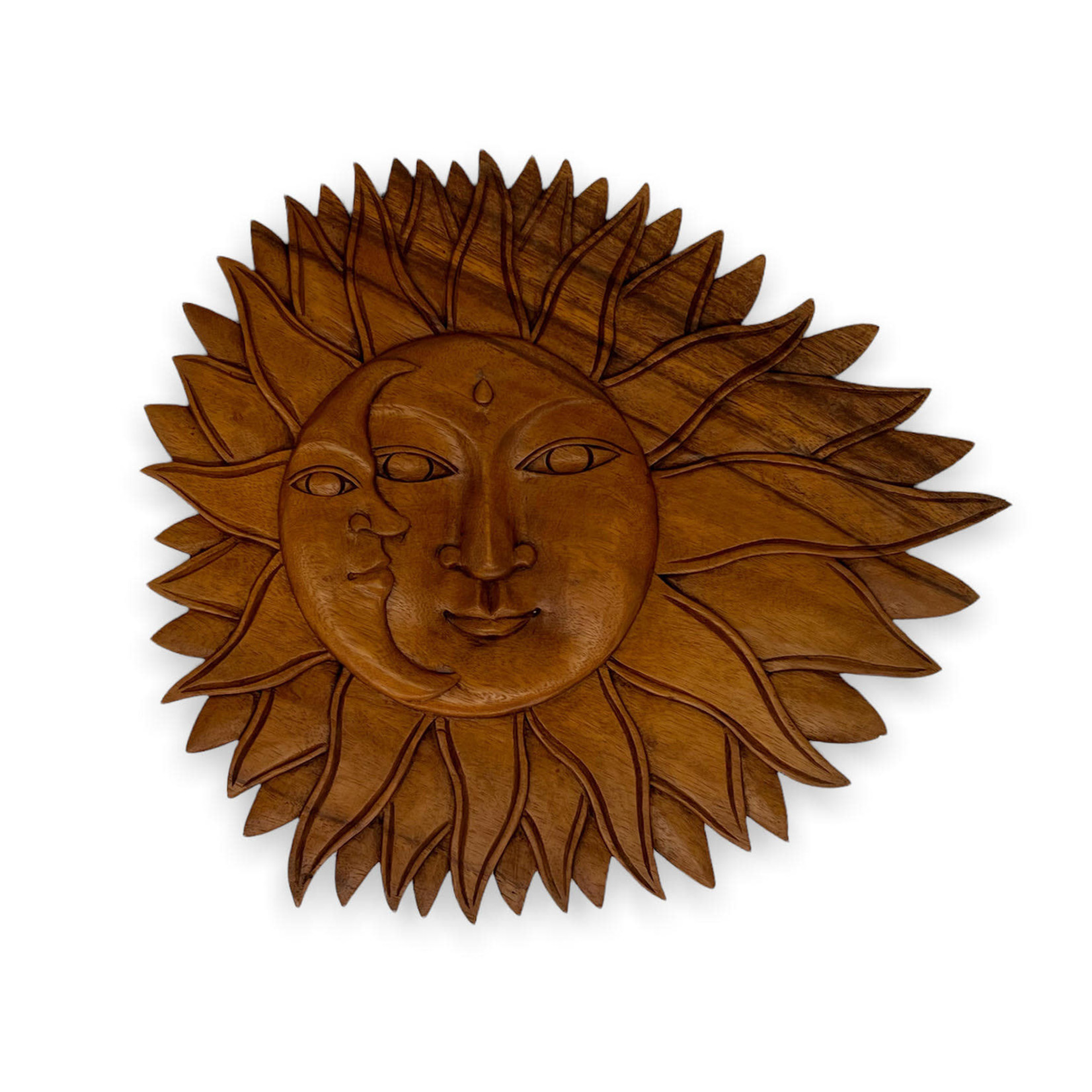 Hand Carved Plaque Sun and Moon, 40cm