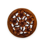 Hand Carved Plaque Round 6 Plumeria Small