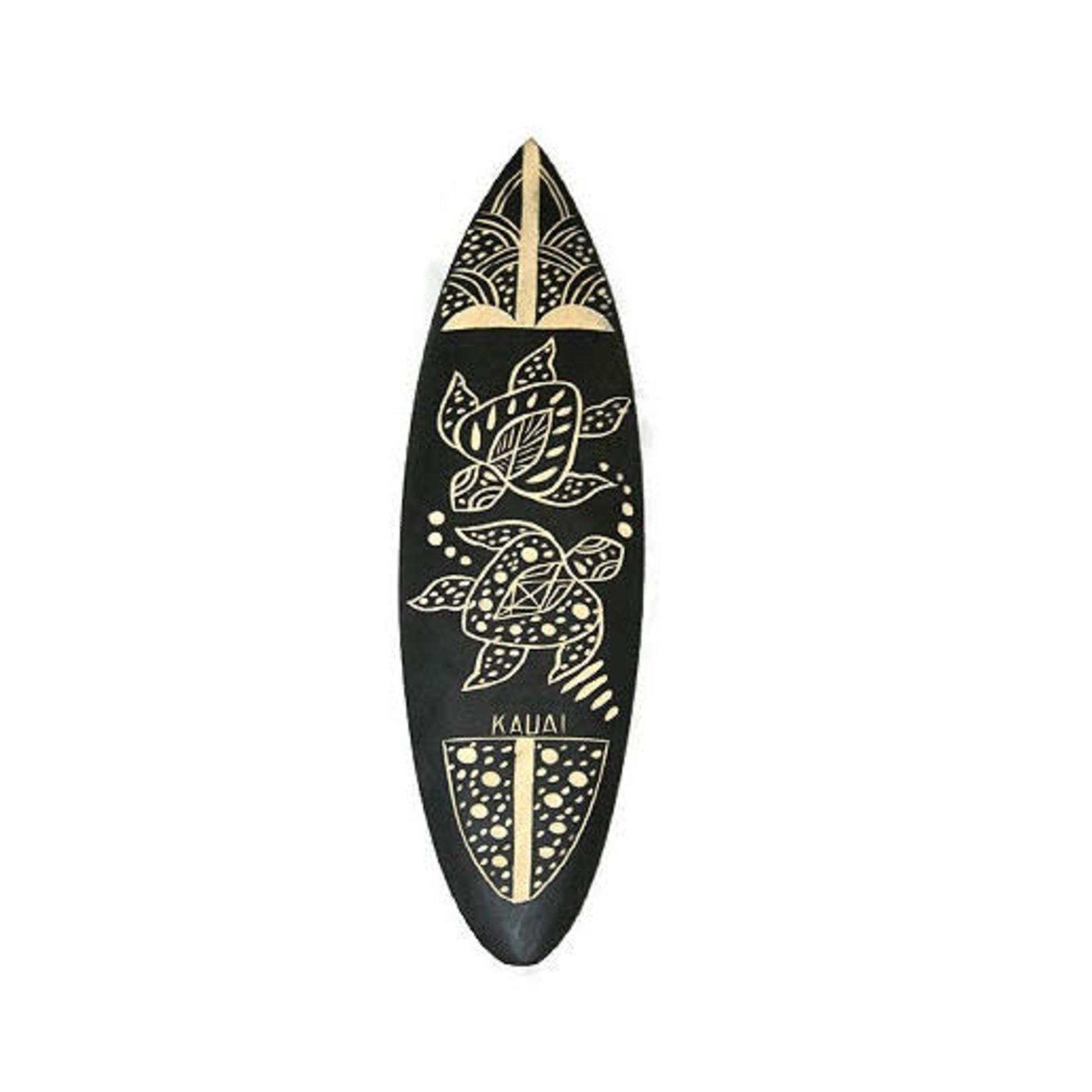 Hand Carved Albesia Wood Kauai Surfboard Large #5