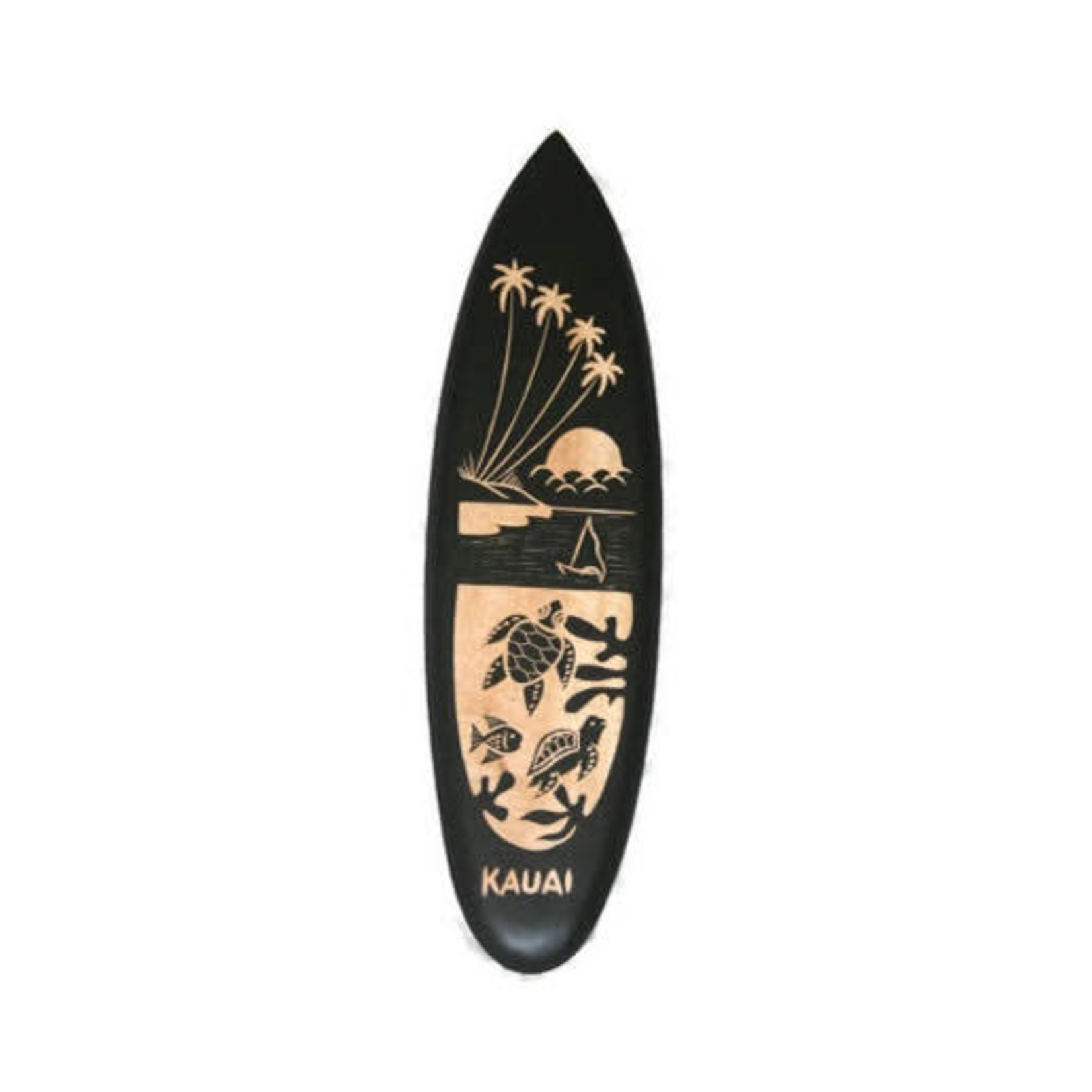 Hand Carved Albesia Wood Surfboard Small #2