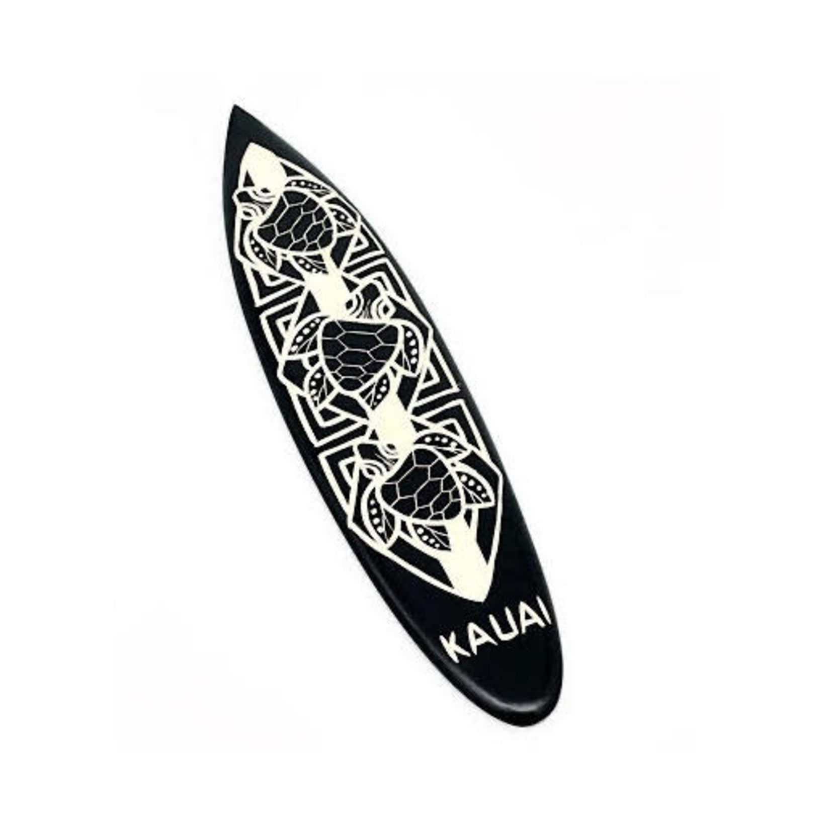 Hand Carved Albesia Wood Kauai Surfboard Small #4