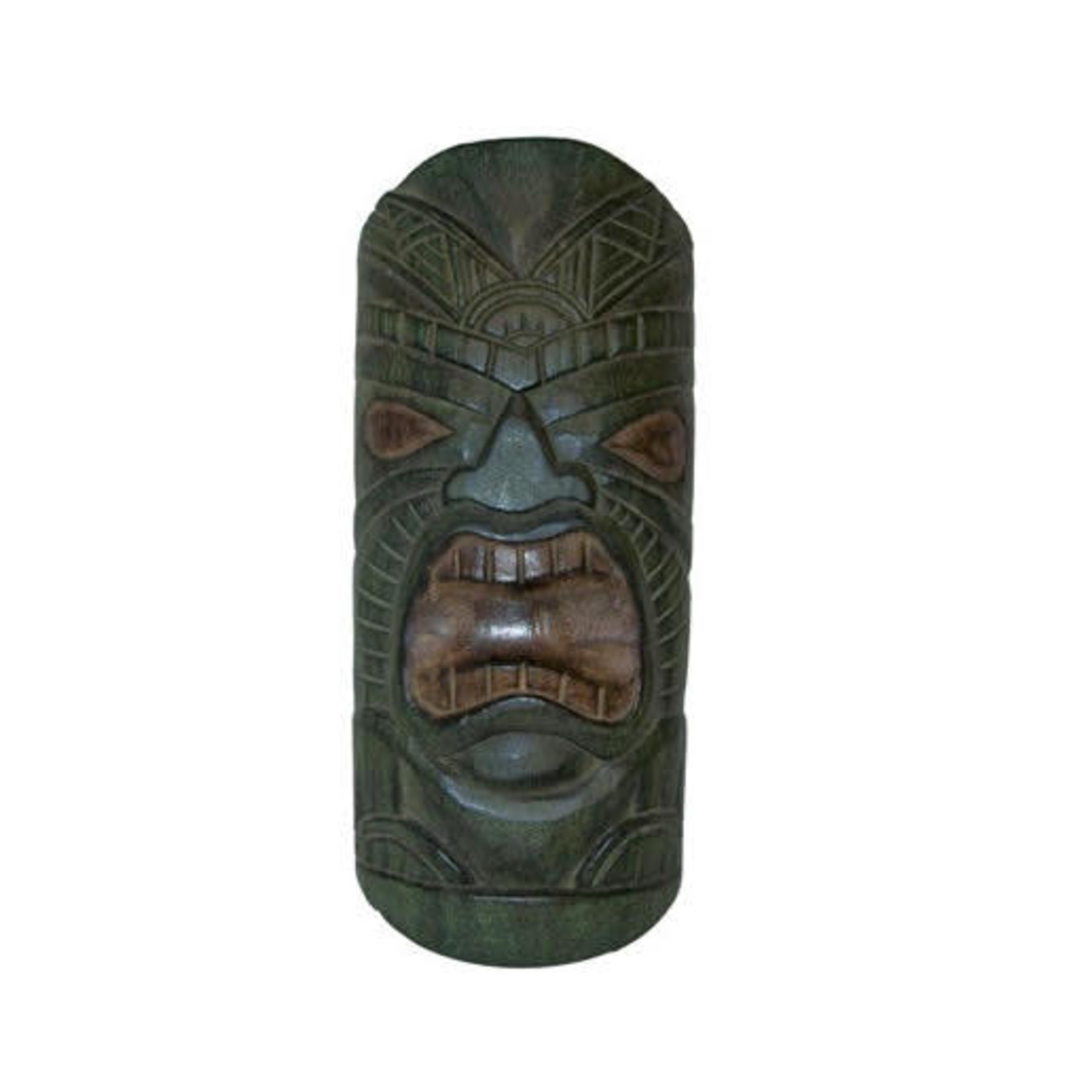 Hand Carved Dark Green Albesia Tiki Mask