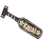 Hand Carved Green Albesia Wood Paddle Flower Kauai