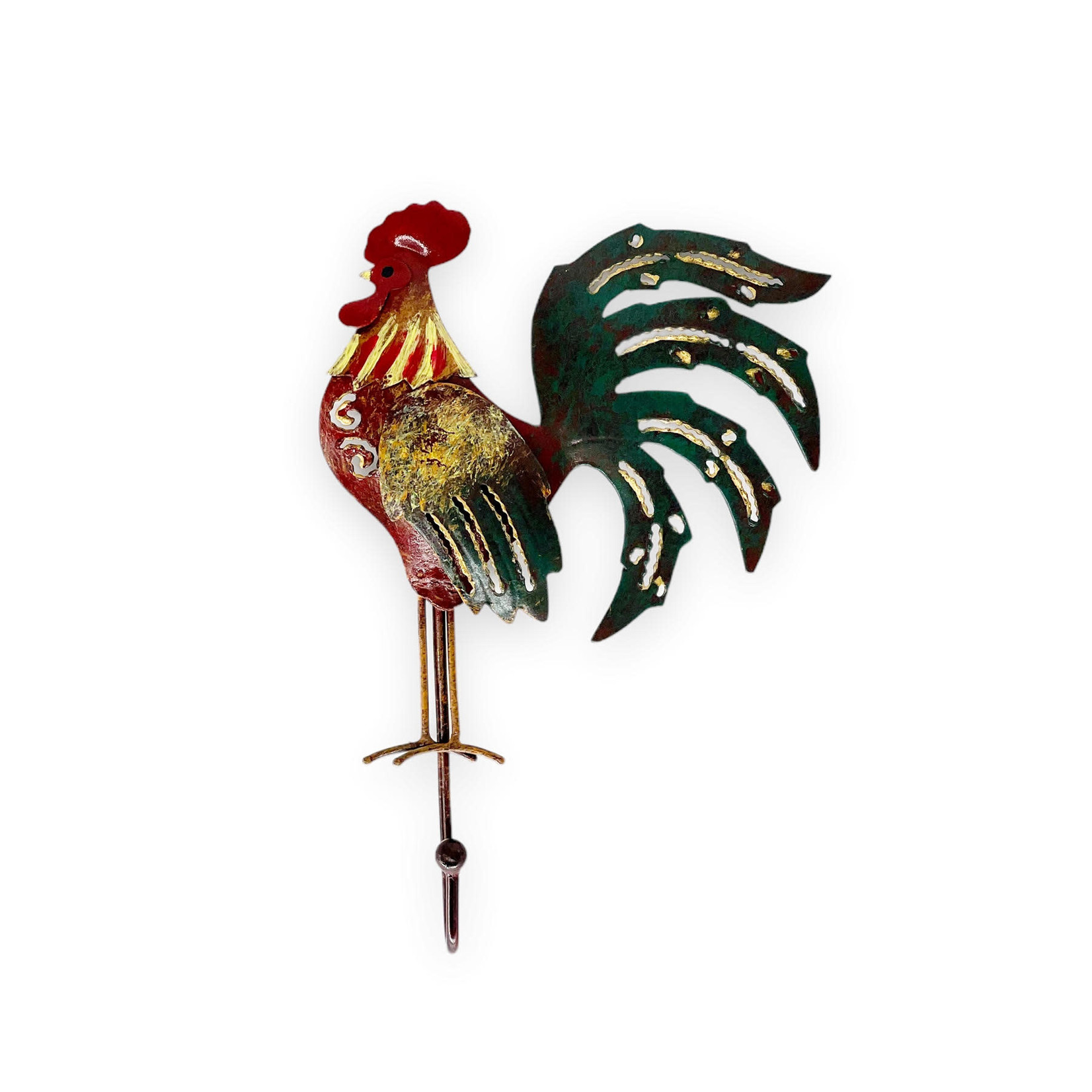 Handmade and Painted Iron Hook Rooster