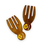 Hand Carved and painted Sapo wood Salad Set Yellow Kauai