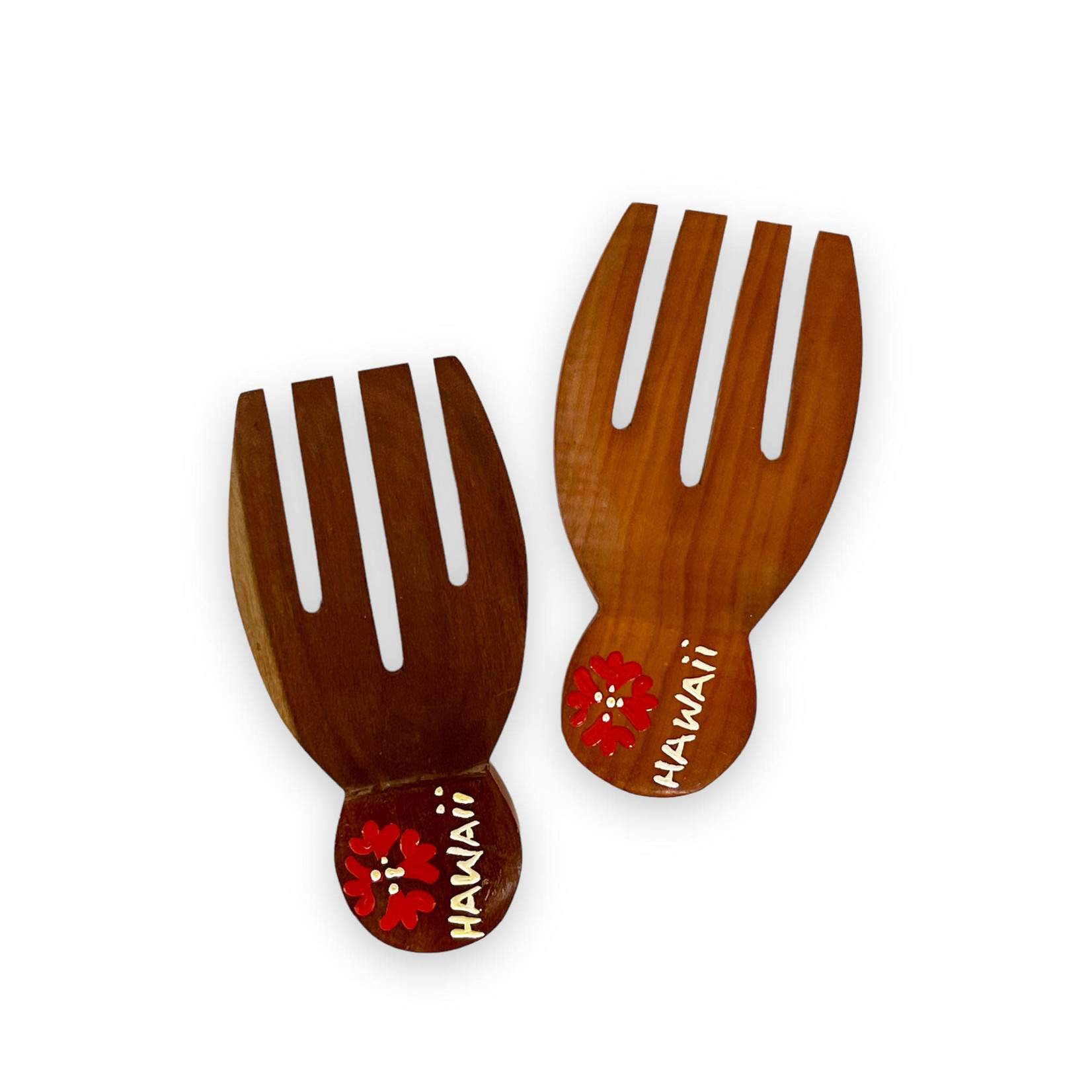 Hand Carved and Painted Sapo Wood Salad Set Red Hawaii