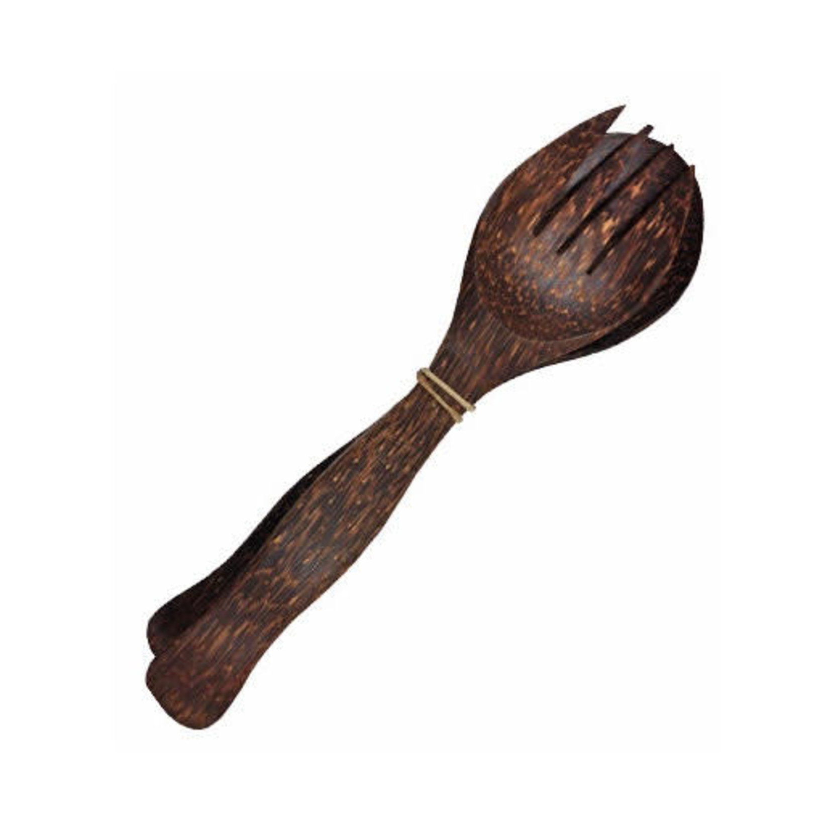 Hand Carved Salad Set Palm Wood Thick Handle