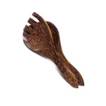 Hand Carved Wide Coconut Wood Salad Set