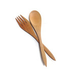 Hand Carved Slim Fruitwood Salad Set