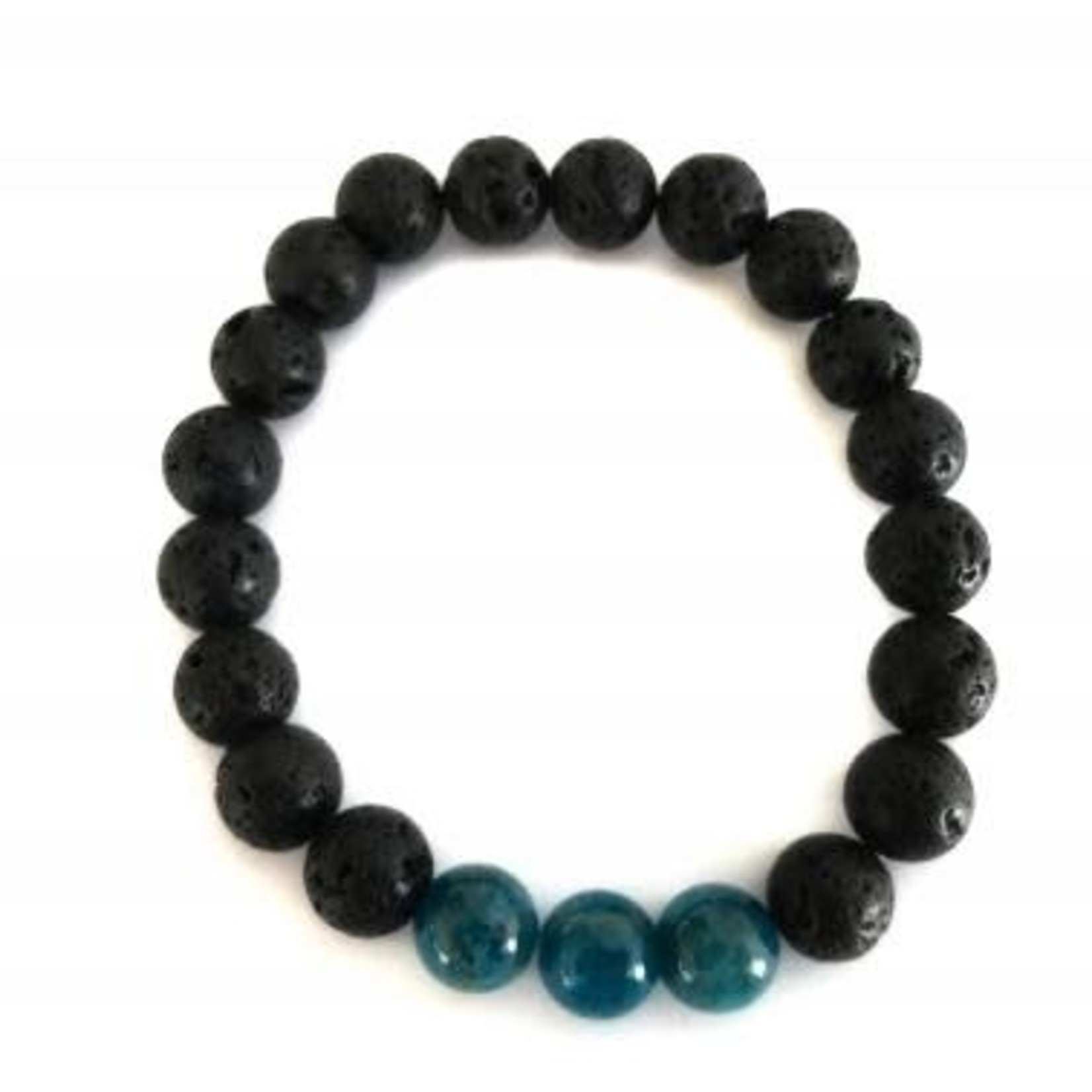 10mm Lava and Apatite Stretch Bracelet