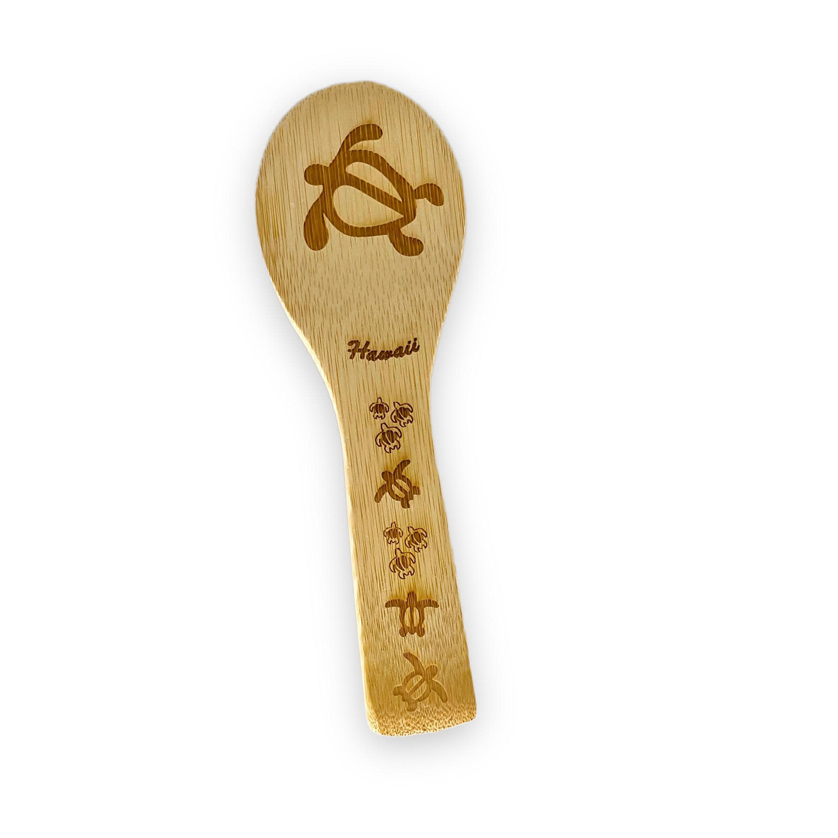 Carved Bamboo Rice Spoon Turtle Hawaii