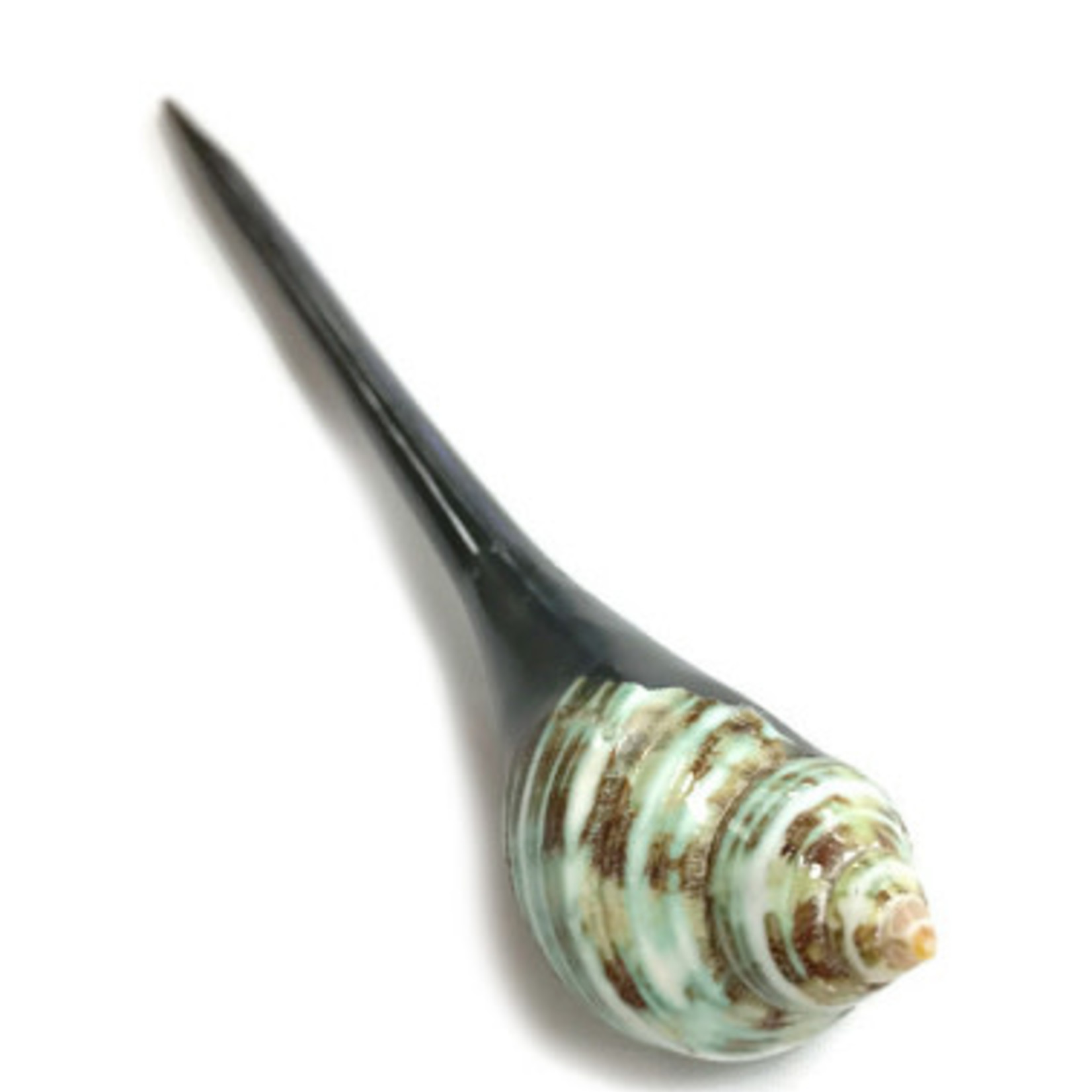 5 Pack Shell and Black Resin Hair Stick #11