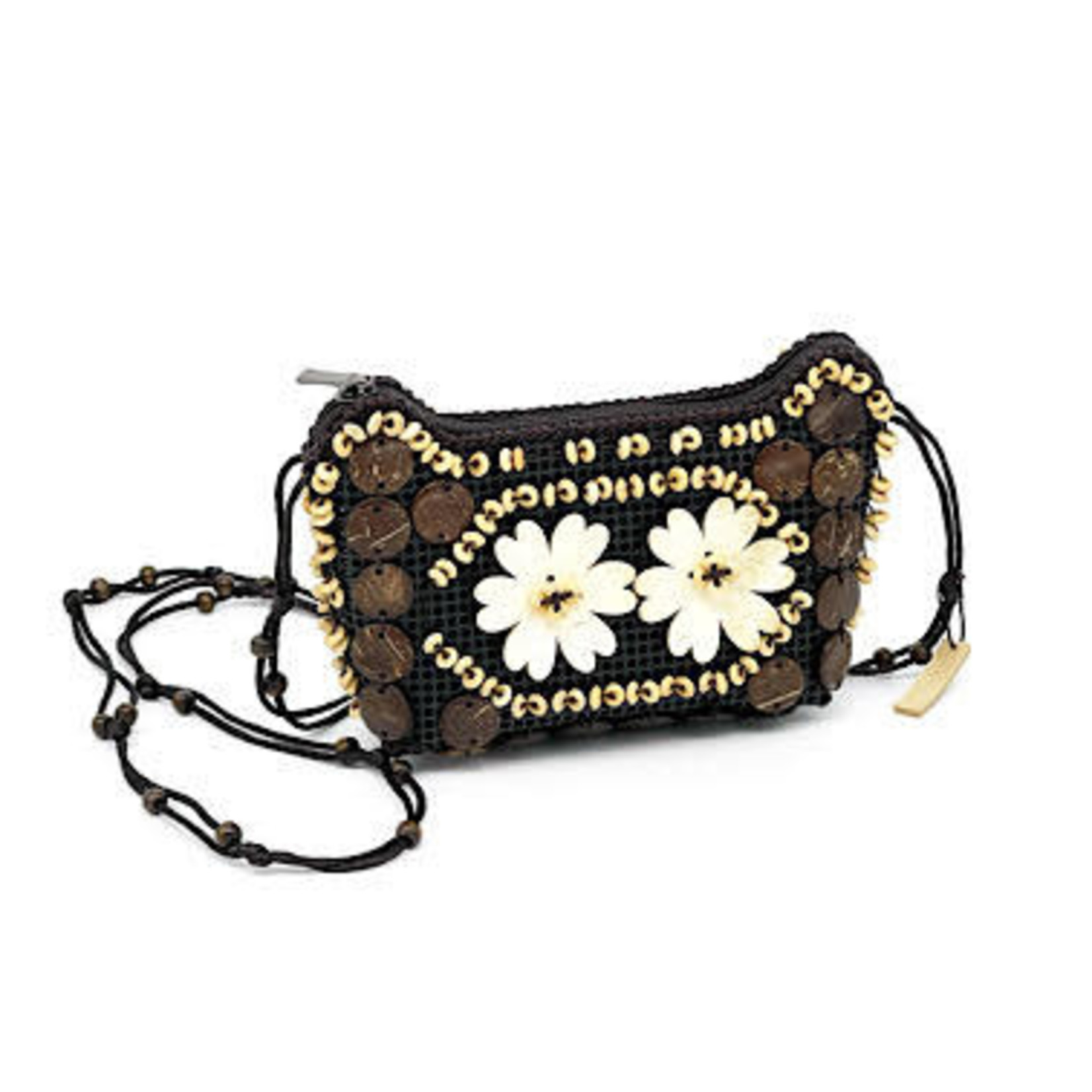 Coconut Disc Purse Two Flower