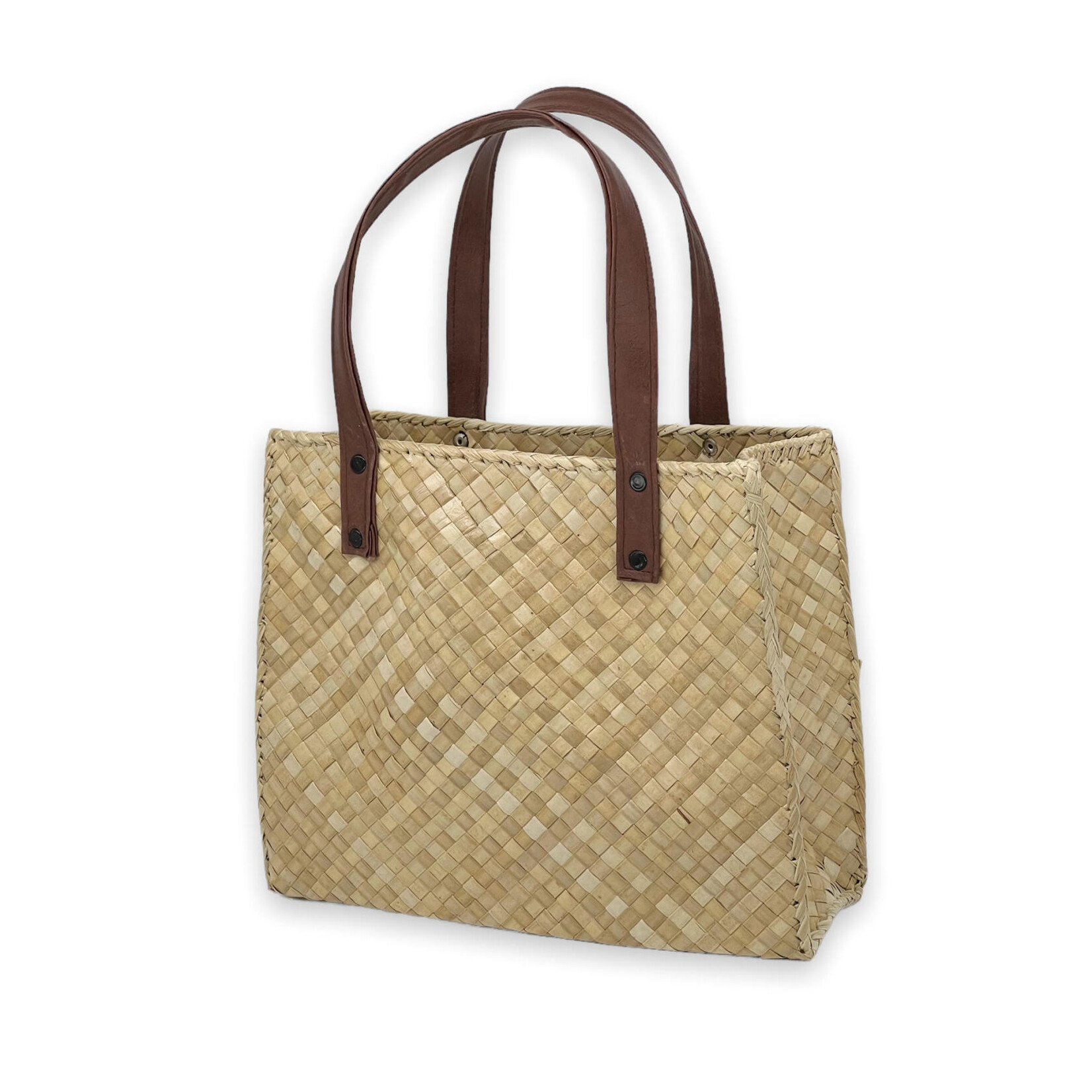 Lauhala Tote Bag with Leather Handles *AVAILABLE IN 4 SIZES*