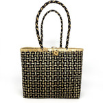 Two Tone Woven Lauhala Hula Bag Black *AVAILABLE IN 4 SIZES*