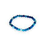 Blue Striped Agate Gemstone Stretch Bracelet 6mm