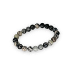 Black Web Jasper Gemstone Stretch Bracelet 8mm