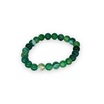 Green Striped Agate Gemstone Stretch Bracelet 8mm