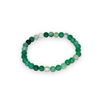 Green Striped Agate Gemstone Stretch Bracelet 6mm