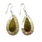EA106 Shell Earrings Gold Teardrop with White Mother of Pearl Rim