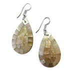 EA103 Island Shell Earrings Mother of Pearl White Mosaic Teardrop