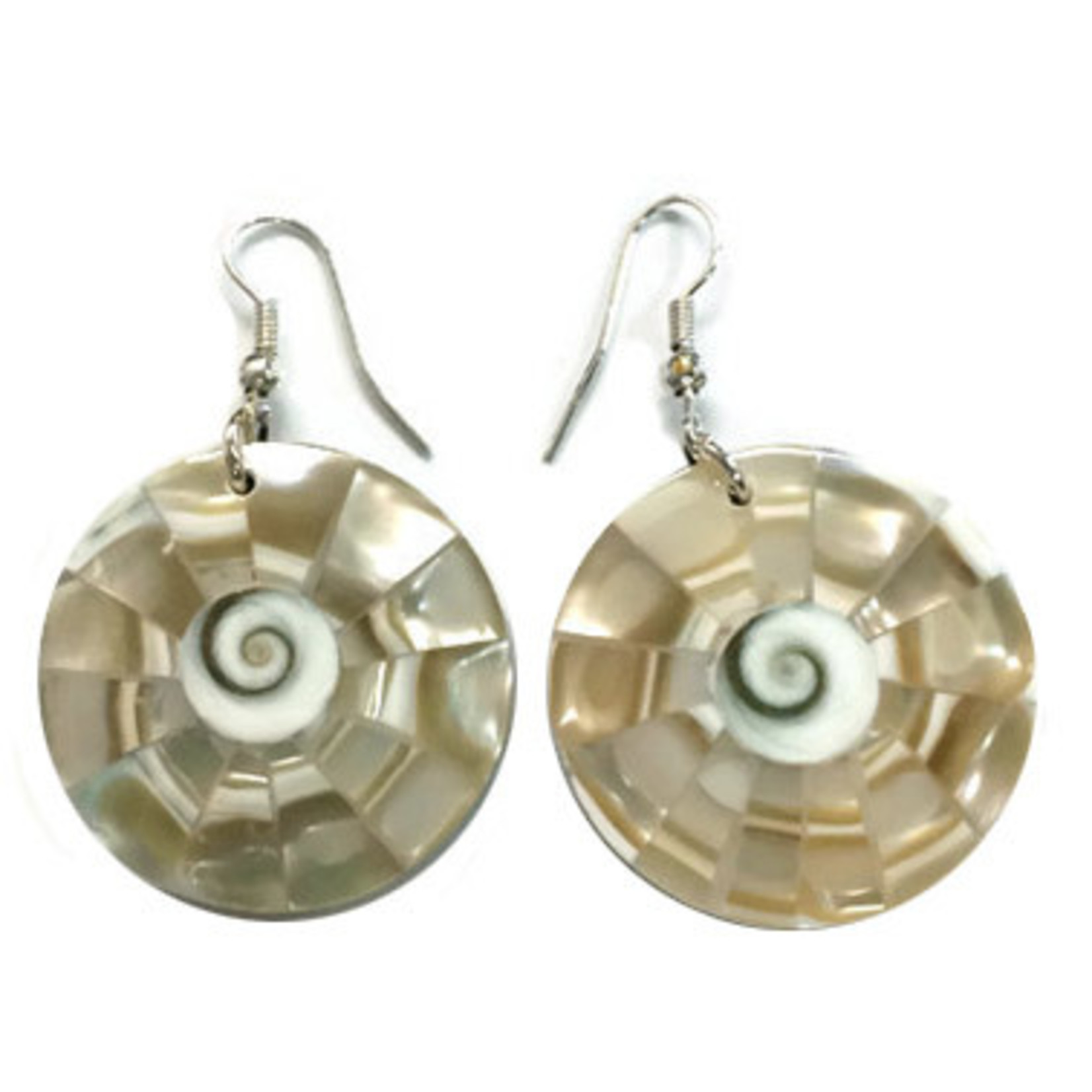 EA170 Island Shell Earrings White Shell Swirl