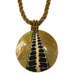 N80 Island Shell Necklace Gold One Road with Gold Beads