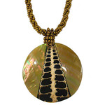 Shell Necklace Gold One Road with Gold Beads - N80