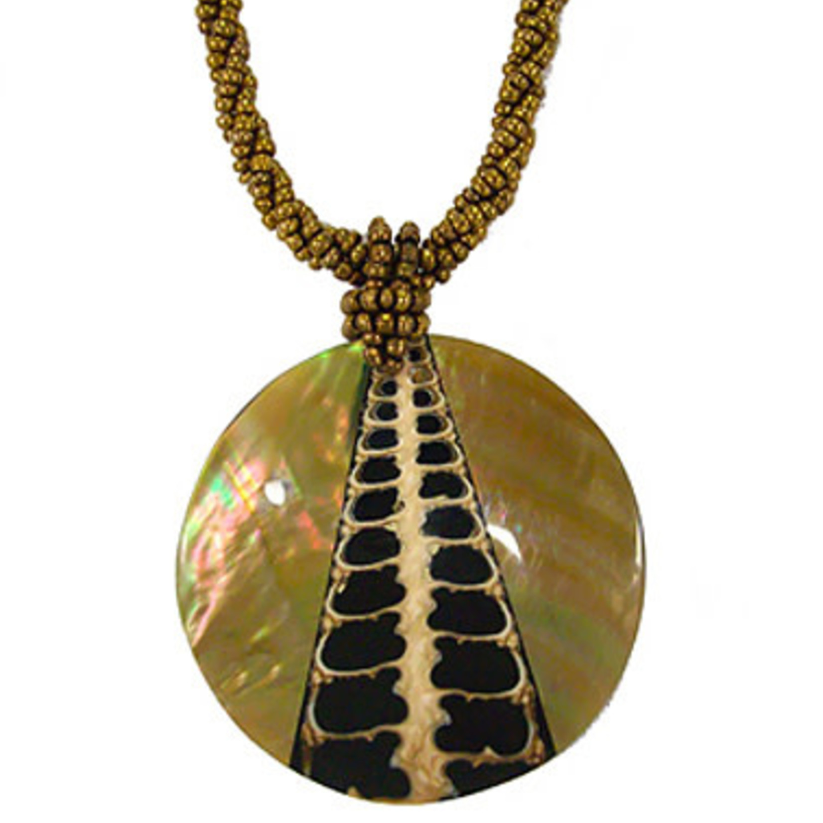N80 Island Shell Necklace Gold One Road with Gold Beads