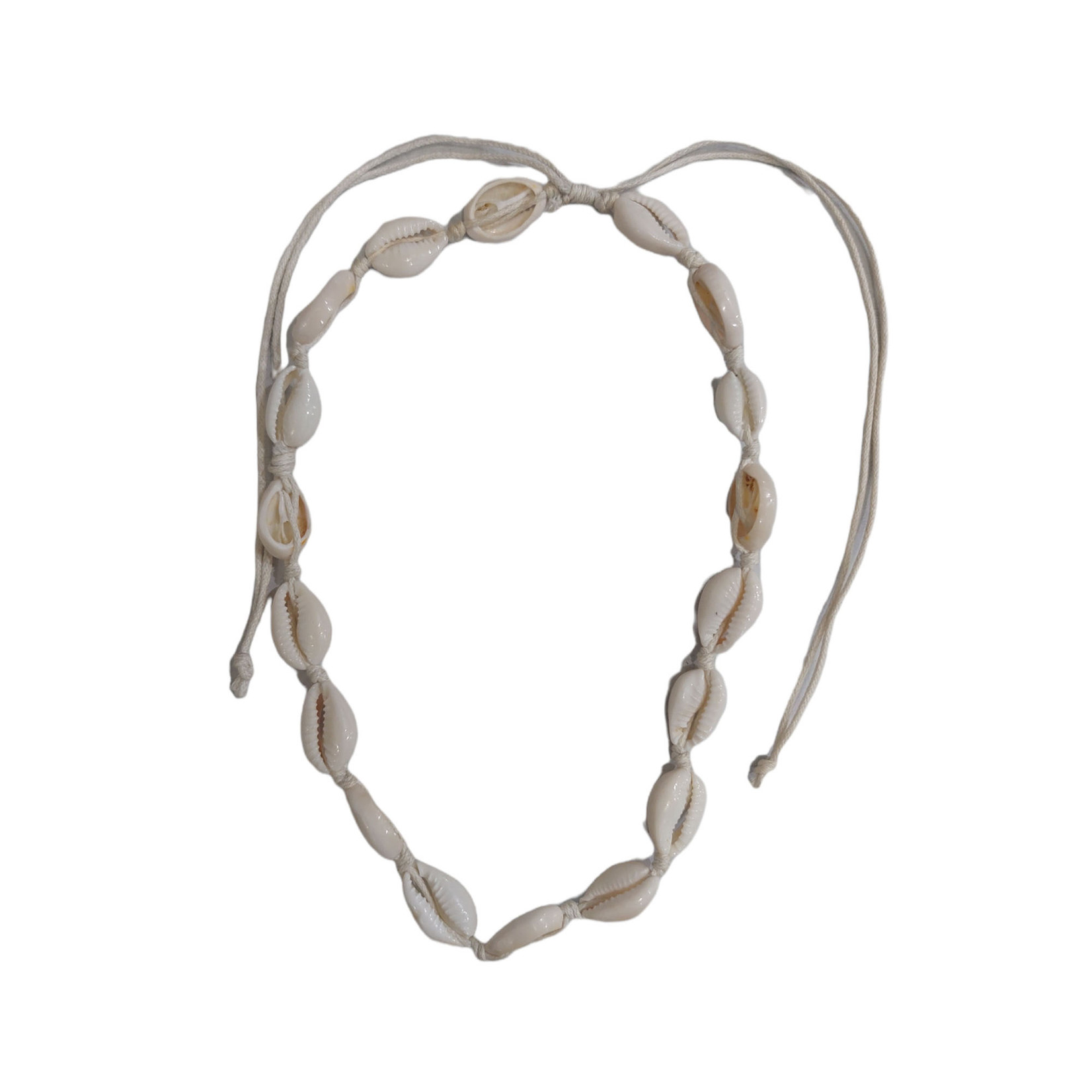Adjustable Cowry Shell Necklace Cream