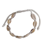 Cowry Shell Adjustable String Bracelet Cream